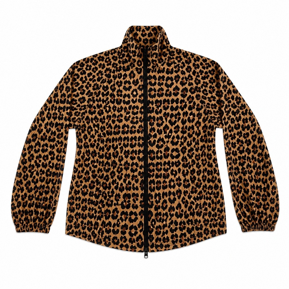 Fabletics Leopard Print Windbreaker Jacket Reflective Full Zip Brown‎ Tan Womens